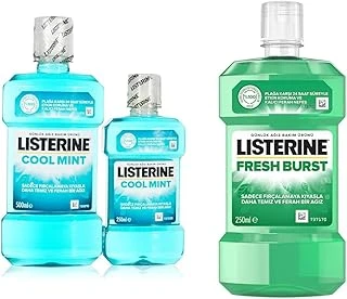 Listerine Coolmint Ağız Bakım Suyu 500 Ml 250 Ml Listerine, Fresh Burst, Günlük Ağız Bakım Ürünü, Plak Oluşumu Ile Savaşan Anti-Bakteriyel Ağız Bakım Formülü, 250Ml ürün görseli 1