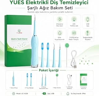 Yues Elektrikli Temizleyici, Şarjlı Taşı Temizleme Cihazı, 3 Kademeli Titreşim, Değiştirilebilir Başlıklar, Ipx6 Suya Dayanıklı, Usb Şarjlı Ağız Bakım Seti ürün görseli 1