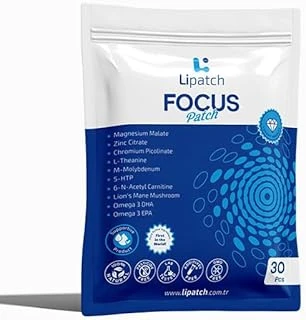 Lipatch Focus Patch - Sınava Hazırlık Odaklanma Bandı | Yks, Lgs, Kpss Konsantrasyon Desteği | 30 Adet Transdermal Yaması | Dikkat Dağınıklığı İçin Omega-3, Magnezyum Aslan Yelesi Mantarı ürün görseli 1