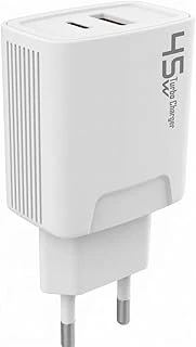 Pdateknoloji 45 Watt Usb + Type-C Pd Hızlı Şarj Başlık Adaptör Fast Turbo Qualcomm 3.0 (Yerli Üretim) (45W Çift Giriş) ürün görseli 1