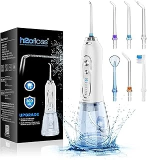 H2Ofloss Şarjlı Kablosuz Ağız Duşu, Hızlı Etkili Arası Temizliği – 300 Ml Su Hazneli, 5 Modlu, 6 Başlıklı, Ipx7 Su Geçirmez, Taşı Temizliği (Beyaz) ürün görseli 1