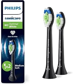 Sonicare Optimal White Yedek Fırçası Başlığı, 7 Kat Daha Fazla Plak Temizliği, Orta Yumuşak Fırça Başlığı, 2’Li Paket, Siyah, Hx6062/88 ürün görseli 1
