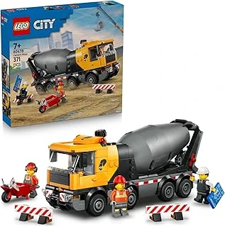 City Beton Mikseri 60478-7 Yaş Üzeri Çocuklar Için 3 İnşaat İşçisi Minifigürü Aksesuarlar İçeren Yaratıcı Oyuncak Araba Yapım Seti, Erkek Kız Çocuklar Için Hediye Fikri (371 Parça) ürün görseli 1