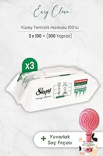 Sleepy Easy Clean Yüzey Temizlik Havlusu 100' Lü X 3 Adet Saç Fırçası Yuvarlak Pembe ürün görseli 1