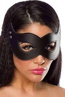 Erotica Siyah Özel Üretim Peluşlu Deri Maske ürün görseli 1
