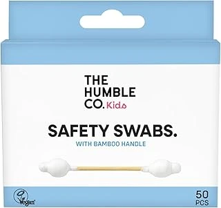 The Humble Co. Cotton Swabs Kids Safety Swabs 50 Pcs Çocuklar Için Emniyetli Kulak Çubuğu Beyaz, Çevre Dostu Pamuklu Kulak Çubukları, Plastik Içermeyen Ambalaj, Doğal Renkli Pamuktan Kulak Çubukları ürün görseli 1