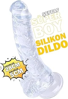 Do It Love - 29Cm Büyük Şeffaf Realistik Silikon - Testis Gerçekçi Damar Yapısı - Güçlü Vantuz - 5Cm Kalınlık ürün görseli 1