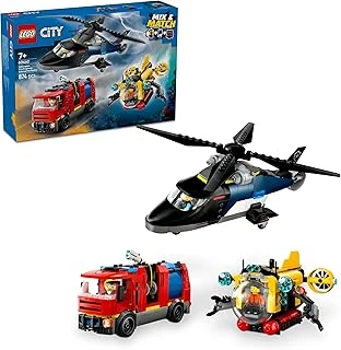 City Helikopter, İtfaiye Kamyonu Denizaltı Karışımı 60462-7 Yaş Üzeri Çocuklar Için Yaratıcı Oyuncak Yapım Seti, Doğum Günü Hediyesi (874 Parça) ürün görseli 1