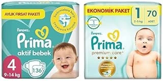 Bebek Bezi Aktif Bebek 4 Numara 136 Adet Aylık Fırsat Paketi & Bebek Bezi Care 1 Beden 70 Adet Yenidoğan Paket ürün görseli 1