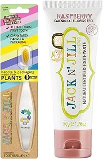 N' Jıll N Jill Doğal Bebek/Çocuk Seti (Fil&Dino Fırçası + Ahududu Macunu 50G) ürün görseli 1