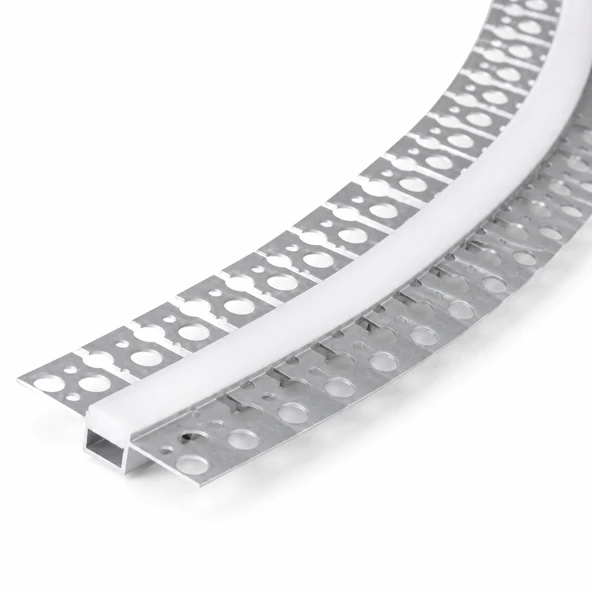 DL158F Esnek Sıva Altı Trimless LED Profil 1 Metre 15x12 mm Alüminyum Delikli Kanatlı Alçıpan Gömme LED Kanal ürün görseli 1