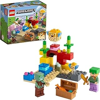 Minecraft Mercan Kayalığı 21164-7 Yaş Üzeri Macera Oyunları Seven Çocuklar İçin Alex, Bir Boğuk 2 Güzel Kirpi Balığı İçeren Yaratıcı Oyuncak Yapım Seti (92 Parça) ürün görseli 1