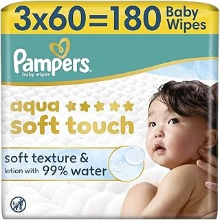 Pampers Aqua Touch Bebek Islak Havlu 3 Paket 180 Yaprak ürün görseli 1