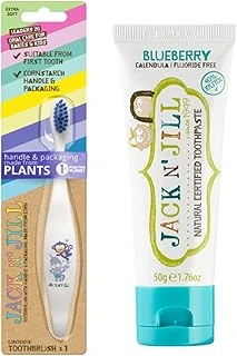 N' Jıll N Jill Doğal Bebek/Çocuk Seti (Monkey&Unicorn Fırçası + Yaban Mersinli Macunu 50G) ürün görseli 1