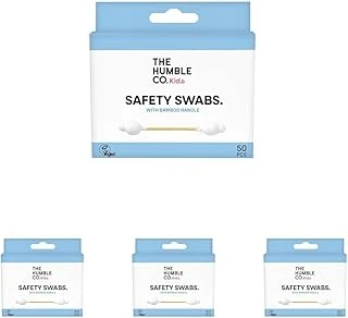 The Humble Co. Cotton Swabs Kids Safety Swabs 50 Pcs Çocuklar Için Emniyetli Kulak Çubuğu Beyaz, Çevre Dostu Pamuklu Kulak Çubukları, Plastik Içermeyen Ambalaj, Doğal Renkli Pamuktan Kulak Çubukları ürün görseli 1