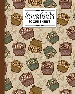 Independently Published Scrabble Score Sheet: Funny Owls Scrabble Score Sheet, Scrabble Game Record Book For Up To 4 Players, Scrabble Game Sheets For Board Game Words Building, 121 Pages, Size 8" X ürün görseli 1