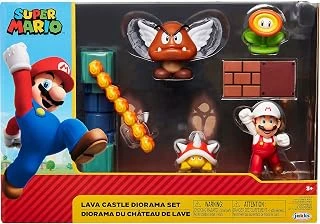 Super Mario Süper Mario Nitendo Lav Kalesi'Ne 2,5 " Şekil Diorama Set Play Içerir: Fireballs, Block & Yangın Çiçek Spinning Yangın Mario, Dikenli, & Goomba, Mekanik ürün görseli 1
