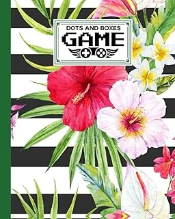 Dots And Boxes Game: Tropical Flowers Cover Dots And Boxes Game, A Strategy Game - Large And Small Playing Squares, 120 Pages, Size 8" X 10" By Tracey Ferencz ürün görseli 1