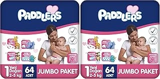 Paddlers Yenidoğan Bebek Bezi 1 Numara (2-5 Kg) 64 Adet – Paket (2 Paketi) ürün görseli 1