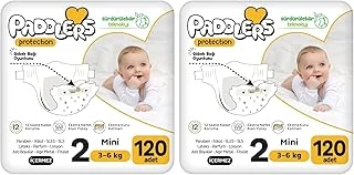 Paddlers Protection Bebek Bezi 2 Numara Mini (3-6 Kg) 120 Adet – 2’Li Set, Maksimum Koruma (2 Paketi) ürün görseli 1