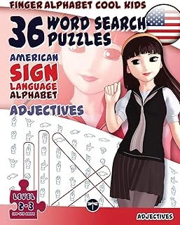 36 Word Search Puzzles With The American Sign Language Alphabet: Cool Kids Volume 01: Adjectives: 1 ürün görseli 1