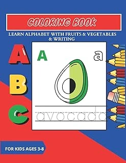 Independently Published Fruit And Vegetable Alphabet, Coloring Book, Learn Tracing And Coloring Alphabet, For Kids Ages 3-8 ( 80 Pages 8.5-11 Inches ) ürün görseli 1