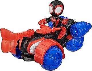 Spidey And His Amazing Friends Miles ""Spin"" Morales Techno-Racer Aksiyon Figürü Oyuncak Aracı ürün görseli 1