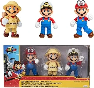 Mario Odyssey 3'Lü Paket Aksiyon Figürleri - Kaptan Mario, Explorer Mario Mario Ile Cappy, Mafsallı Super Mario Figürleri Yaklaşık 4" / 10 Cm Uzunluğunda ürün görseli 1