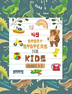 Story Starters For Boys: Creative Writing Prompts | 8.5 X 11 In | 49 Story Pages | Creativity Gift For Kids | Cute Cartoon Hand Drawn Dinosaurs Doodles Cover ürün görseli 1