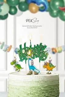 Dinazor Tema Happy Birthday Mum Seti 3Lü Ayıcık Tema Doğum Günü Pasta Mum Seti ürün görseli 1