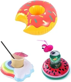 Netavantaj Donut Karpuz Gökkuşağı 3Lü Şişme Havuz Deniz Şişme Bardak Tutucu Float Bar Seti ürün görseli 1