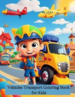 Independently Published Vehicles Transport Coloring Book For Kids, Ages 4-12 Years, Pages - 30, Large- 8.5×11 Inches ürün görseli 1