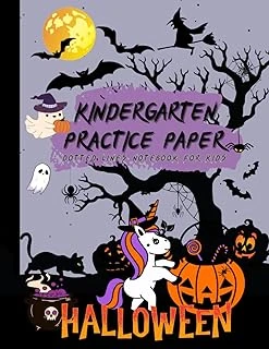 Independently Published Unicorn Halloween Handwriting Practice Paper Dotted Lined For Kids: 200 Writing Pages With Dotted Lined Sheets For Alphabet And Number Writing For ... Ages 3-6 (Tracing Books ürün görseli 1