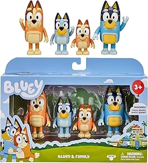 Bluey And Family: Bingo, Bandit And Chilli 4 Figure Pack Articulated Character Action Figures 2.5 Inches Official Collectable Toy ürün görseli 1