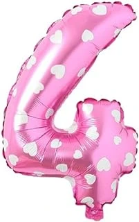 4 Rakamlı 16 İnç Pembe Kalpli Folyo Balon 36 Cm (Pembe) ürün görseli 1