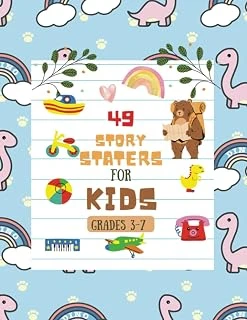 Story Starters For Boys: Creative Writing Prompts | 8.5 X 11 In | 49 Story Pages | Creativity Gift For Kids | Cute Cartoon Pink Dinosaur In The Pattern Cover ürün görseli 1