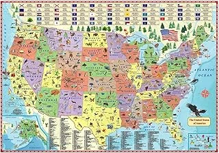 Illustrated Map Of The Us For Kids (27X39 Laminated Children'S Wall Map Of The Us For Kids) [Map]) ürün görseli 1