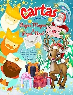 Cartas Los Reyes Magos Y Papá Noel. Diseña Sobres De Papel, Tarjetas Felicitaciones Navideñas. Recortables, Colorear, Libro Actividades De Navidad (Spanish Edition) ürün görseli 1