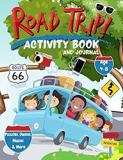 Independently Published Road Trip Activity Book & Journal: Interactive Notebook And Activities For Kids Age 4-8 / Puzzles, Mazes, Games & More ürün görseli 1