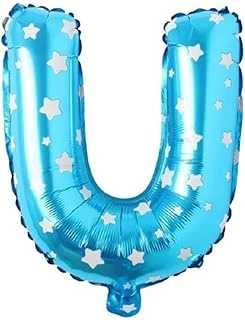 U Harfi 16 İnç Yıldızlı Renk Folyo Balon 36 Cm (Mavi) ürün görseli 1