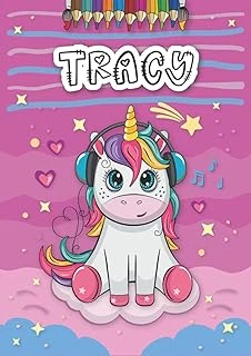 Independently Published Tracy: Personalized Coloring Book For Tracy | Theme: Unicorn | Birthday Gift For Girl, Daughter ... | Ages: 4-8 | 25 Unicorn Designs With Name Tracy, Large Size A4 (Ca. 8.5 X ürün görseli 1