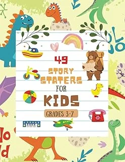 Story Starters For Boys: Creative Writing Prompts | 8.5 X 11 In | 49 Story Pages | Creativity Gift For Kids | Cute Colored Dinosaurus Cover ürün görseli 1