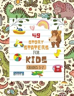 Story Starters For Boys: Creative Writing Prompts | 8.5 X 11 In | 49 Story Pages | Creativity Gift For Kids | Hand Drawn Doodle Dinosaurs Cover ürün görseli 1