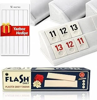 Flash Büyük Boy Okey Takımı Melamin Taşlı Plastik Okey Seti Çizilmeye Dayanıklı Antibakteriyel Taşlar Kir Tutmayan Istaka Ev Kahvehane Kullanımı İçin Okey Oyunu Oyun ürün görseli 1