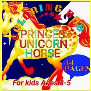Independently Published Princess Unicorn Horse: A Perfect Coloring Book Gift For Kids Who Love Unicorns Horse Or Pony Princess Unicorn Aged 3-5 Beautiful Coloring Book Size 8,5" ×8,5"Inches/ 44 Pages ürün görseli 1