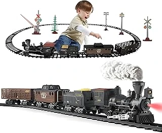 Işıklı Sesli Buhar Çıkartan Tren - 29 Parça Raylı Buharlı Tren Demiryolu Seti ürün görseli 1