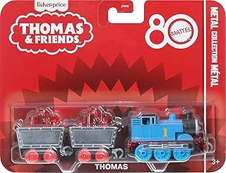 Thomas Arkadaşları Oyuncak Tren, Birinci Sınıf Süslemeleri, 2 Döner Tekerlekli Yük Vagonu Kırmızı Kristal Kargosuyla Mattel'In 80. Yılı Küçük Metal Lokomotif, Jfv72 ürün görseli 1