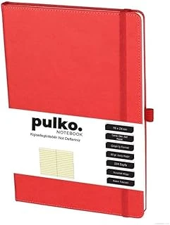 Pulko Notebook Not Defteri, 16X24Cm, Termo Deri, 224 Sayfa, Çizgili, 041, Kırmızı ürün görseli 1