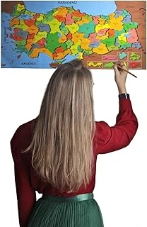 Renkli Türkiye Haritası Manyetik Yapıştırıcı Gerektirmeyen Duvar Stickerı 118 Cm * 56 Cm ürün görseli 1