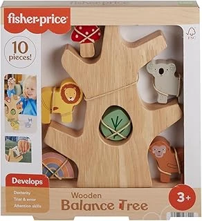 Fisher-Price 3 Yaş Üzeri Çocuklar Için Gelişime 10 Parçalı Üst Üste Dizilebilir Ahşap Denge Ağacı, Hxt87 ürün görseli 1